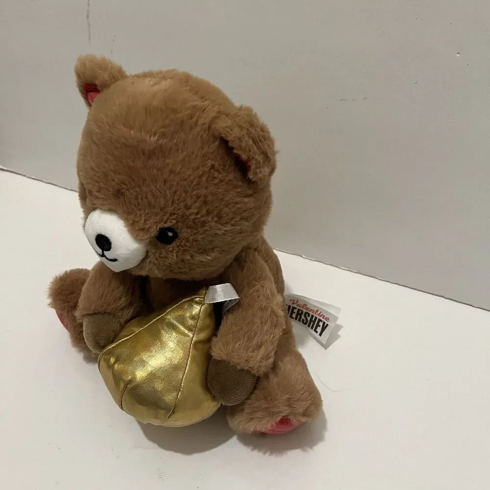 Hershey's Valentines Bear Stuffed Animal 2025 Brown Red & Gold Kiss 9
